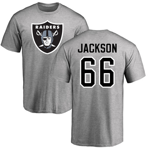 Men Oakland Raiders Ash Gabe Jackson Name and Number Logo NFL Football #66 T Shirt->nfl t-shirts->Sports Accessory